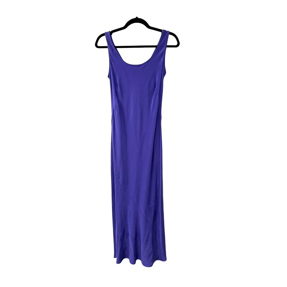 Silk 2 Pc Set Purple Beaded Ruffle Jacket VNTG A-Line Maxi Slip Dress Jones NY 8 - Picture 6 of 11
